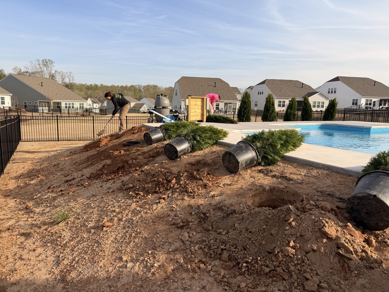 Landscape bed installation in a community common area