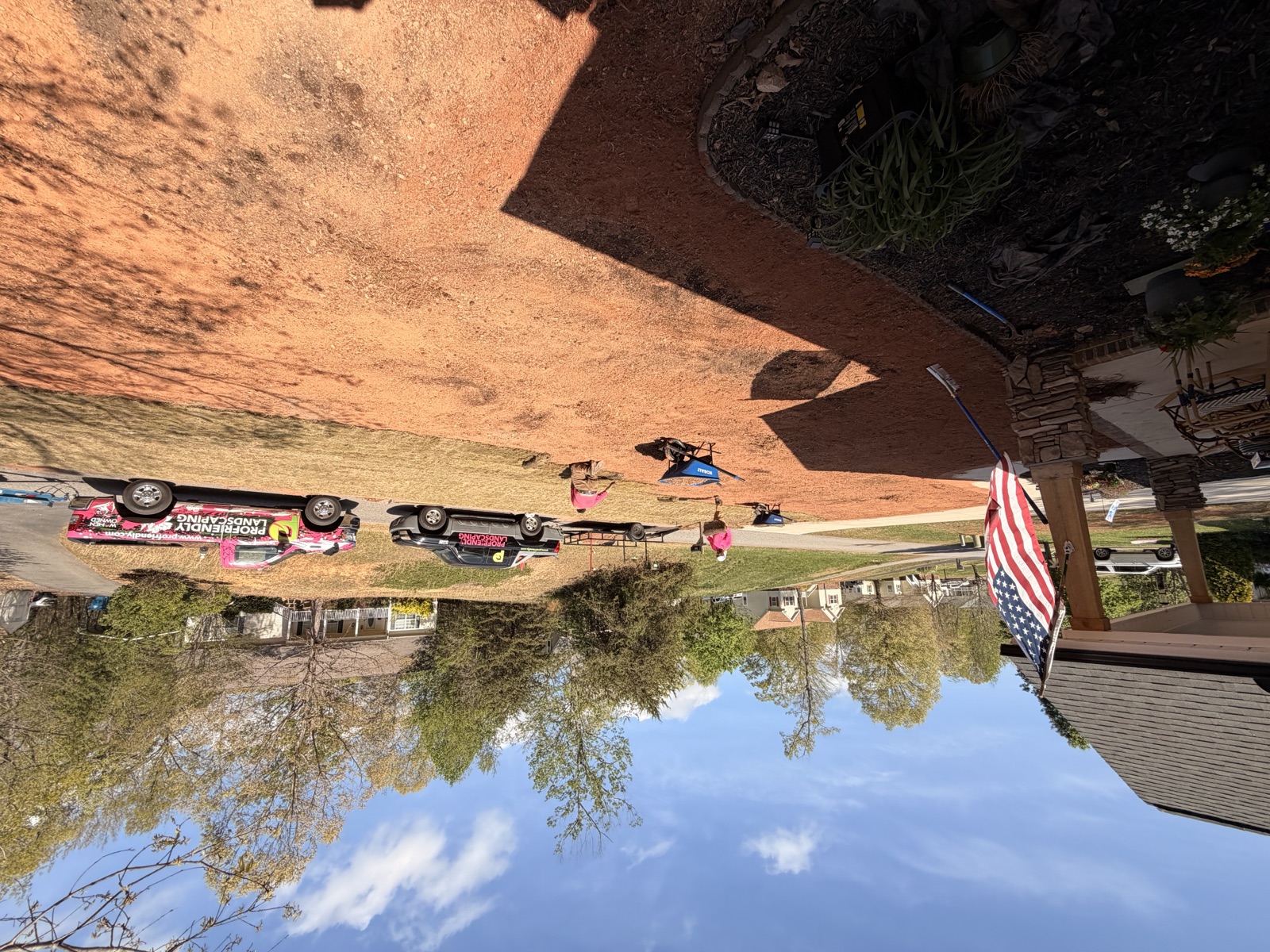 Yard prep exposing Piedmont red clay soil